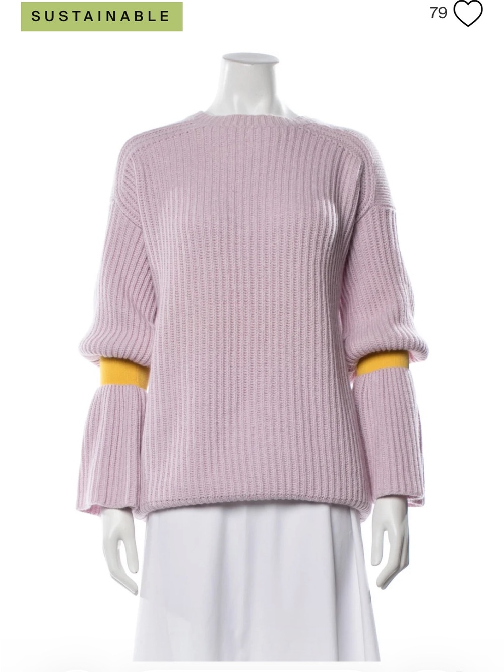 Stella McCartney cashmere wool Knit Sweater, Yellow banded Accents, 40, US4-6
